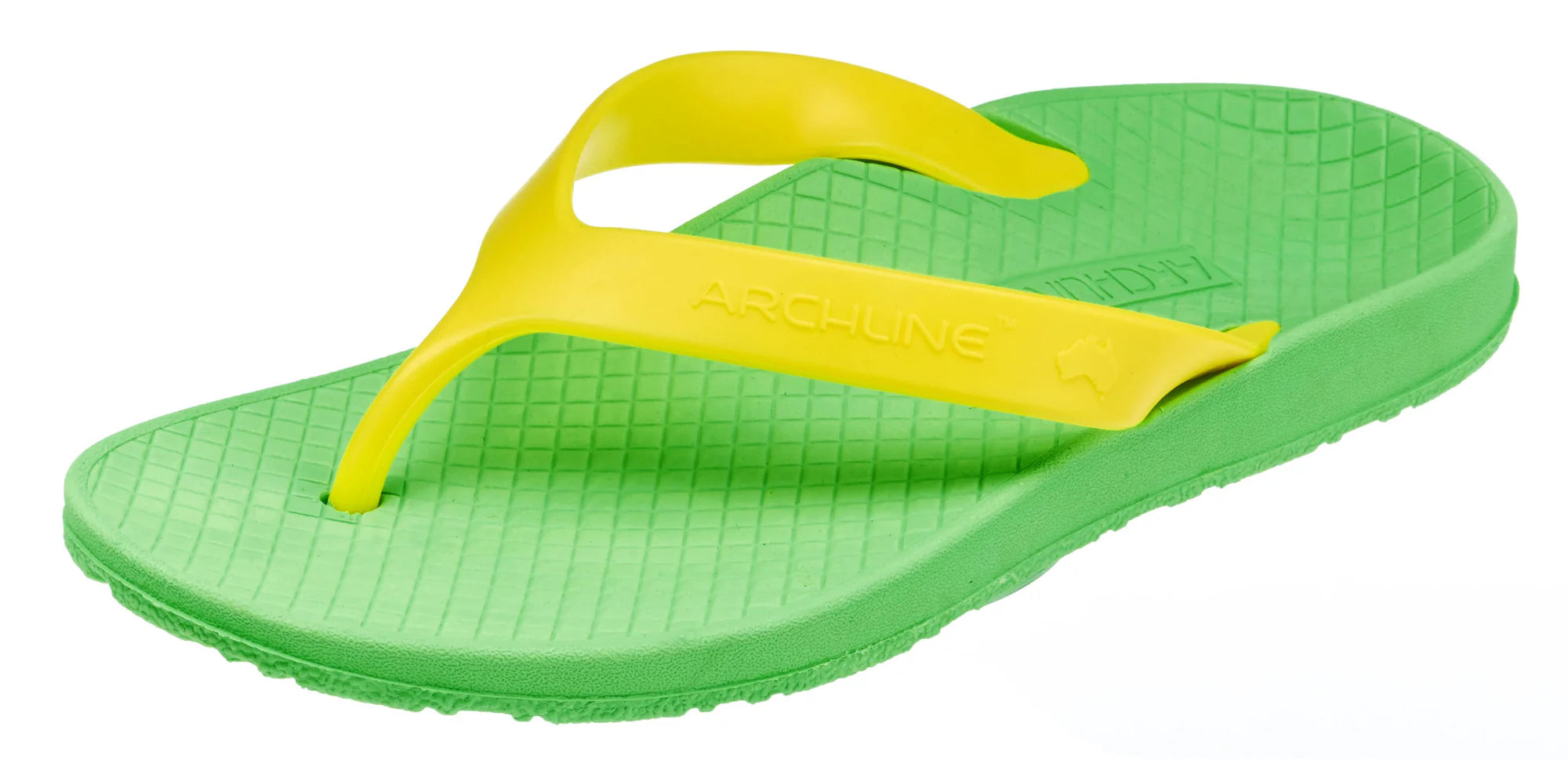 Archline Kids Orthotic Thongs – Green/Gold – Foot HQ Podiatry