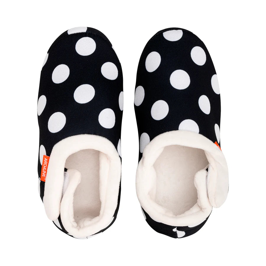 Archline Orthotic Slippers Closed – Black/White Polkadots (Womens)