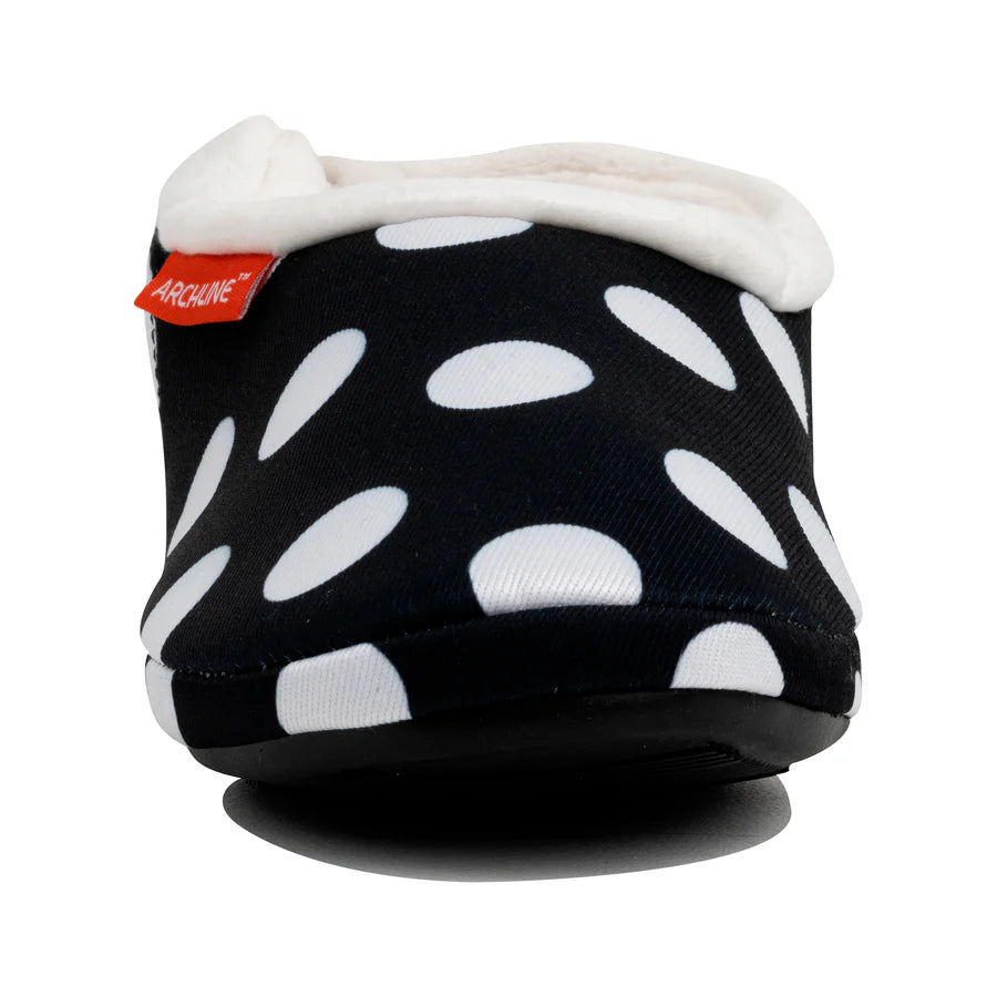 Archline Orthotic Slippers Closed – Black/White Polkadots (Womens)