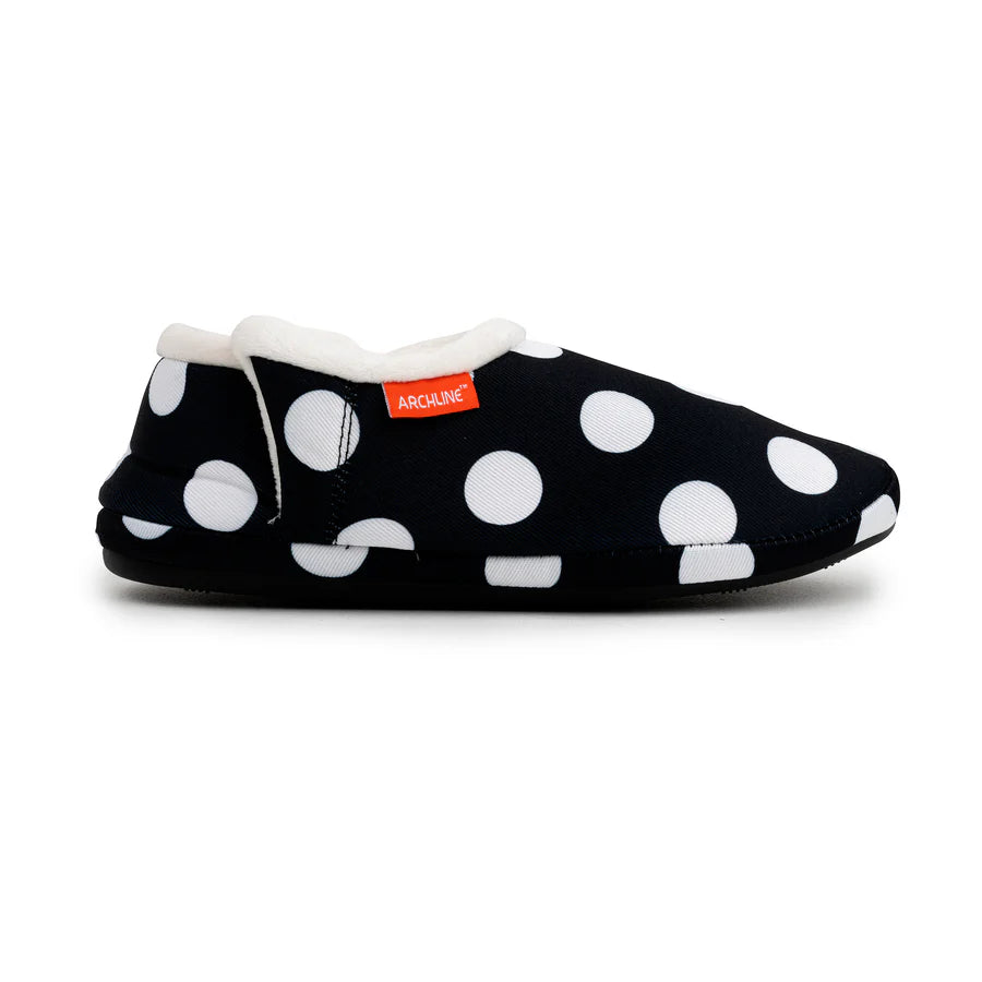 Archline Orthotic Slippers Closed – Black/White Polkadots (Womens)