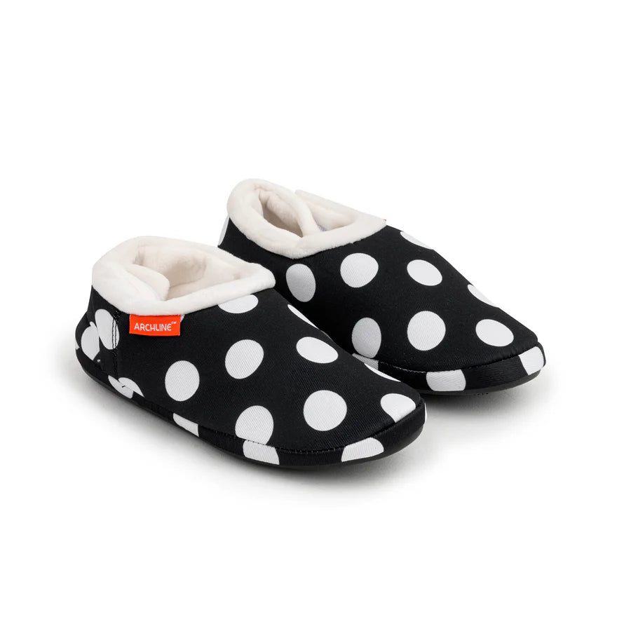 Archline Orthotic Slippers Closed – Black/White Polkadots (Womens)