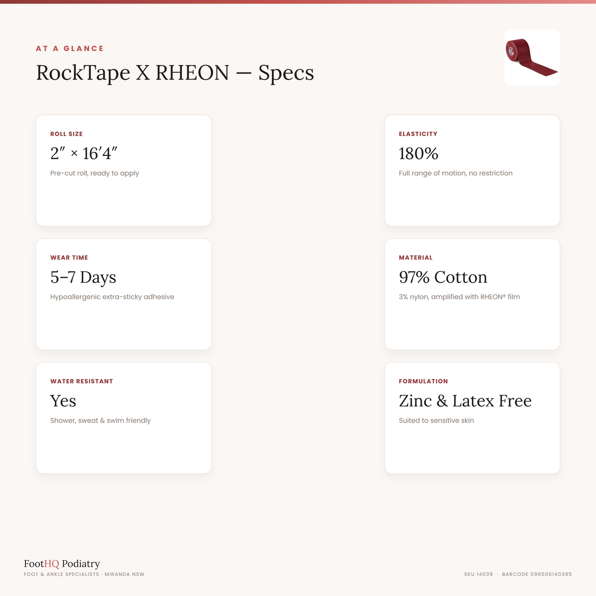 RockTape X RHEON specifications