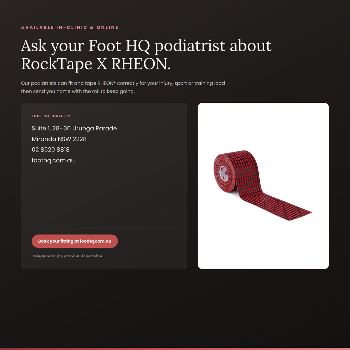 Book a RockTape fitting at Foot HQ Podiatry Miranda