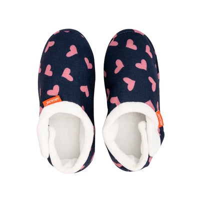 Archline Orthotic Slippers Closed – Navy with Pink Hearts
