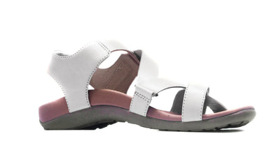 Eliza Orthotic Sandals - White: open-toe, arch support, adjustable straps, dark sole.