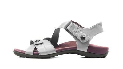 Eliza Orthotic Sandals - White: arch support, adjustable straps, and a textured sole.