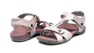 Eliza Orthotic Sandals - Nude with adjustable straps and textured soles, side by side.