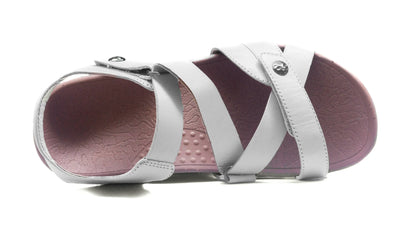 Top view of Eliza Orthotic Sandals - White with arch support and a textured sole.