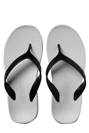 Foot HQ Footwear 31 Archline Orthotic Arch Support Flip Flop Thongs (White / Black Straps)