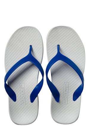 Foot HQ Footwear 31 Archline Orthotic Arch Support Flip Flop Thongs (White / Blue Straps)