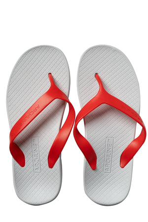 Foot HQ Footwear 31 Archline Orthotic Arch Support Flip Flop Thongs (White / Red Straps)