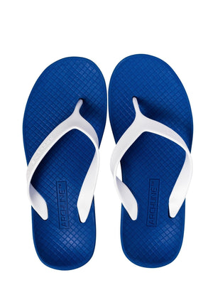 Foot HQ Footwear 35 Archline Orthotic Arch Support Flip Flop Thongs (Blue / White Straps)