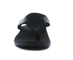 Foot HQ Footwear Alexa Orthotic Flip Flops with Arch Support - Black Rhinestone