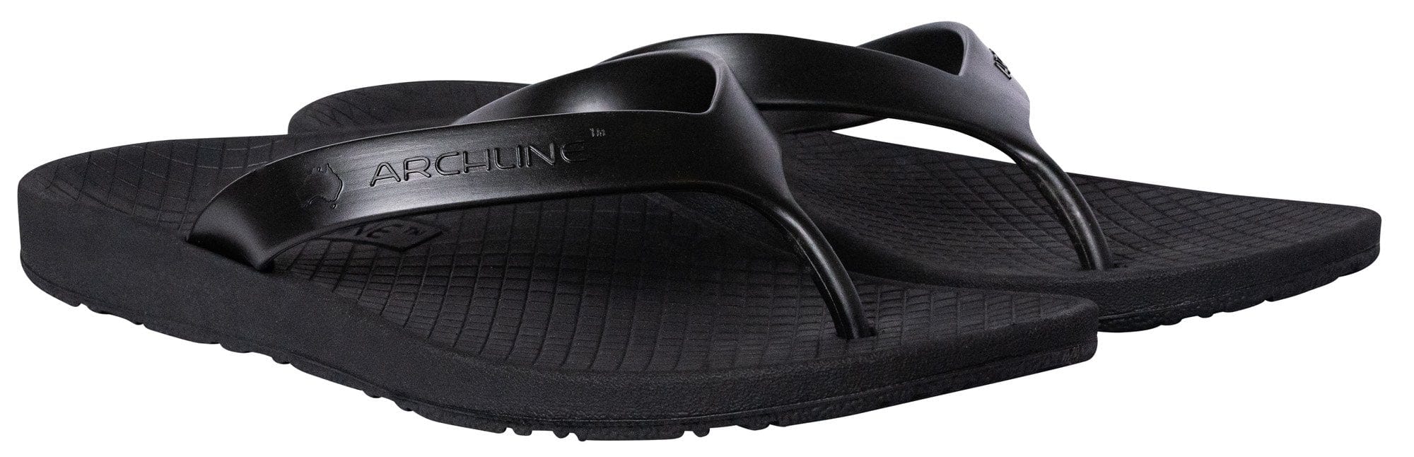 Foot HQ Footwear Archline Orthotic Arch Support Flip Flop Thongs (Black)