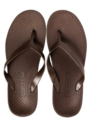 Foot HQ Footwear Archline Orthotic Arch Support Flip Flop Thongs (Brown)