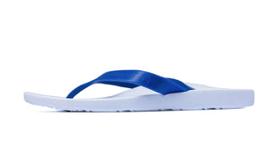 Foot HQ Footwear Archline Orthotic Arch Support Flip Flop Thongs (White / Blue Straps)