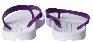 Foot HQ Footwear Archline Orthotic Arch Support Flip Flop Thongs (White / Purple Straps)