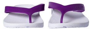 Foot HQ Footwear Archline Orthotic Arch Support Flip Flop Thongs (White / Purple Straps)