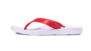 Foot HQ Footwear Archline Orthotic Arch Support Flip Flop Thongs (White / Red Straps)