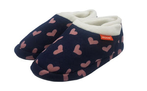 Foot HQ Footwear Archline Orthotic Slippers Closed – Navy with Pink Hearts (Womens)