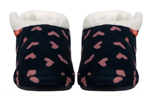 Foot HQ Footwear Archline Orthotic Slippers Closed – Navy with Pink Hearts (Womens)