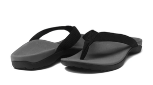 Foot HQ Footwear Axign Orthotic Flip Flops with Arch Support – Grey w/ Black Strap