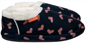 Foot HQ Footwear Euro 35/US 4 Archline Orthotic Slippers Closed – Navy with Pink Hearts (Womens)
