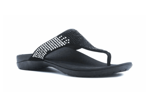 Foot HQ Footwear Euro 36/US 5 Alexa Orthotic Flip Flops with Arch Support - Black Rhinestone