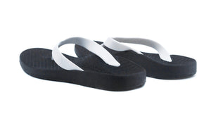 Foot HQ Footwear Orthotic Arch Support Flip Flop Thongs (Black / White Straps)