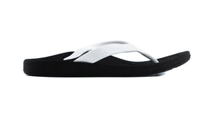 Foot HQ Footwear Orthotic Arch Support Flip Flop Thongs (Black / White Straps)