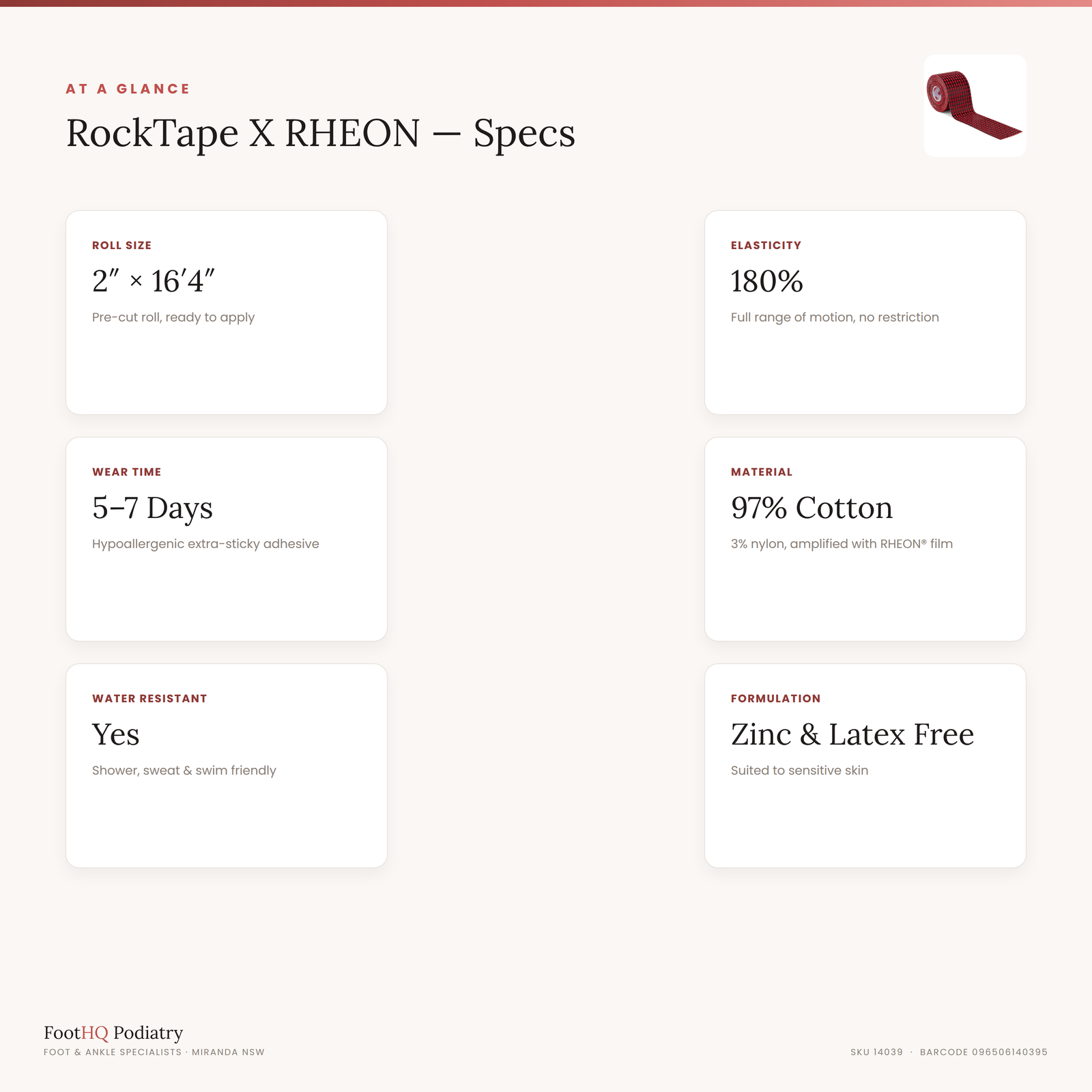 RockTape X RHEON specifications